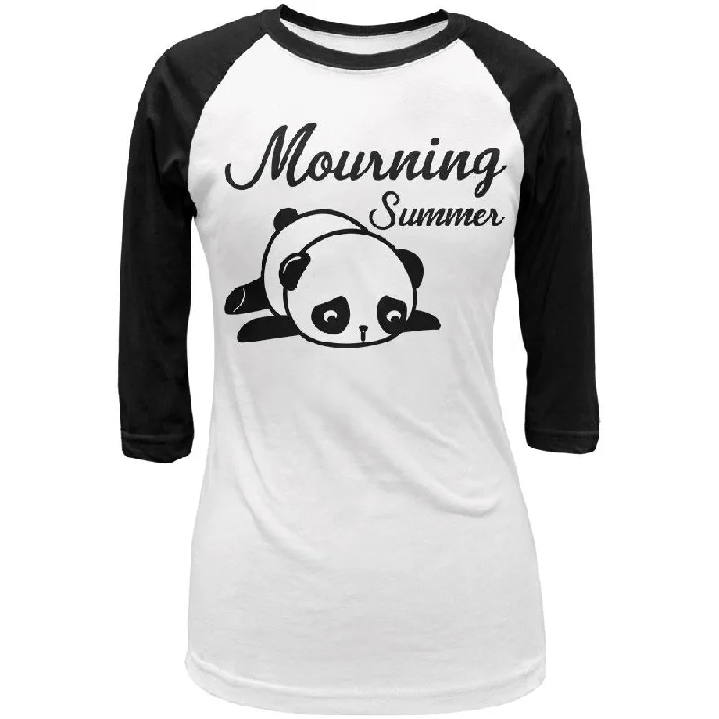 Printed T-ShirtsBack To School Mourning Summer Panda Juniors 3/4 Sleeve Raglan T Shirt