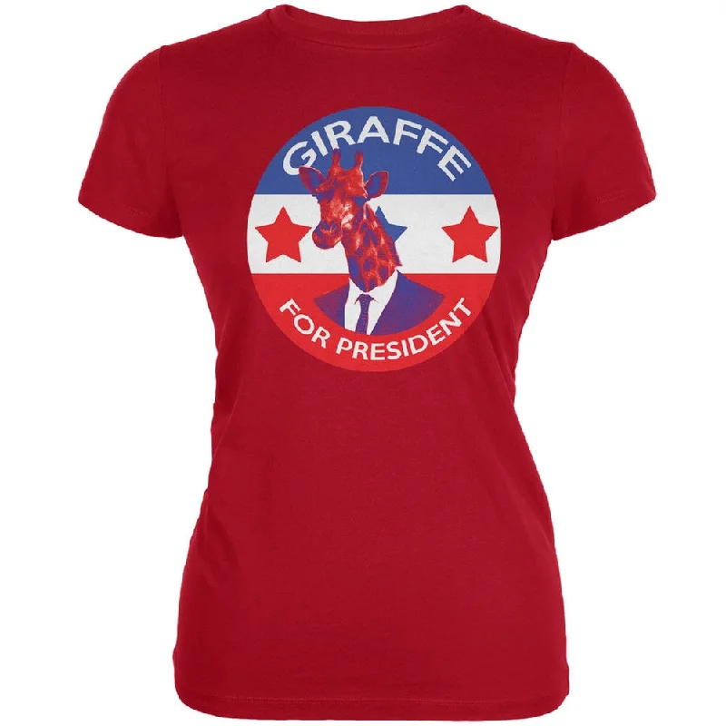 Branded T-ShirtsElection 2016 Giraffe For President Red Juniors Soft T-Shirt