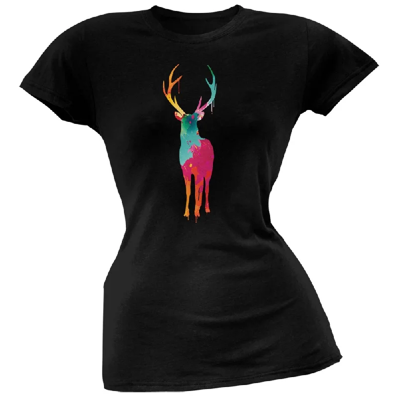 UV-Protection T-ShirtsSplatter Deer Black Soft Juniors T-Shirt