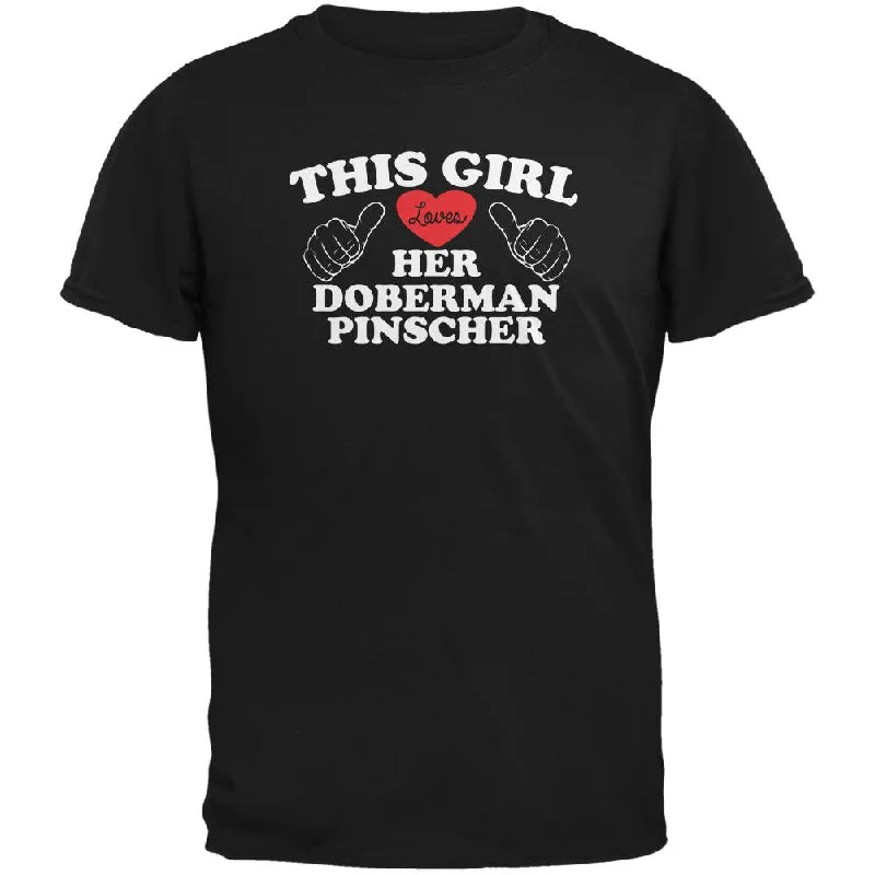 Layered T-ShirtsValentines This Girl Loves Her Doberman Pinscher Black Adult T-Shirt