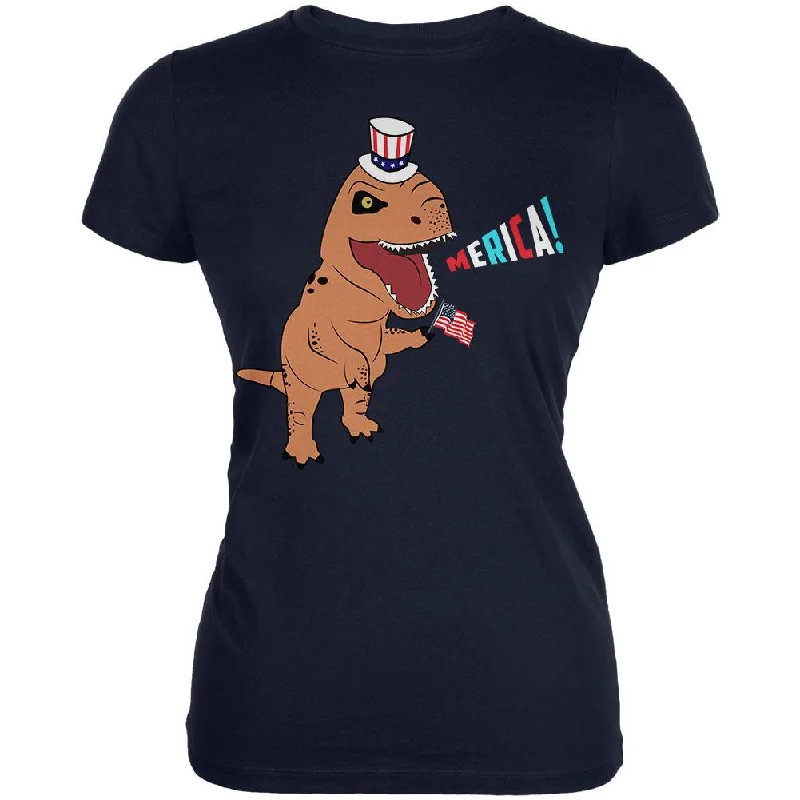 Layered T-Shirts4th Of July Merica Patriotic T-Rex Dinosaur Juniors Soft T Shirt