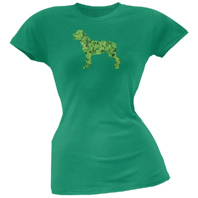 Punk T-ShirtsSt. Patricks Day - Rottweiler Shamrock Kelly Green Soft Juniors T-Shirt