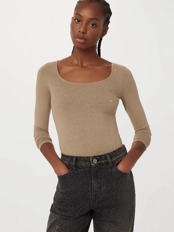 Colorblock T-ShirtsThe U Neck Bodysuit in Taupe