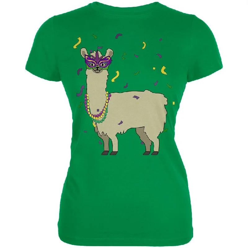 Cycling T-ShirtsMardi Gras Llama Beads Mask Juniors Soft T Shirt