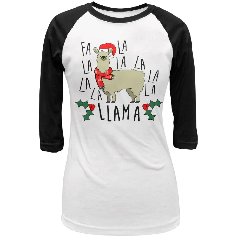 Limited Edition T-ShirtsChristmas Fa La Llama Juniors 3/4 Sleeve Raglan T Shirt