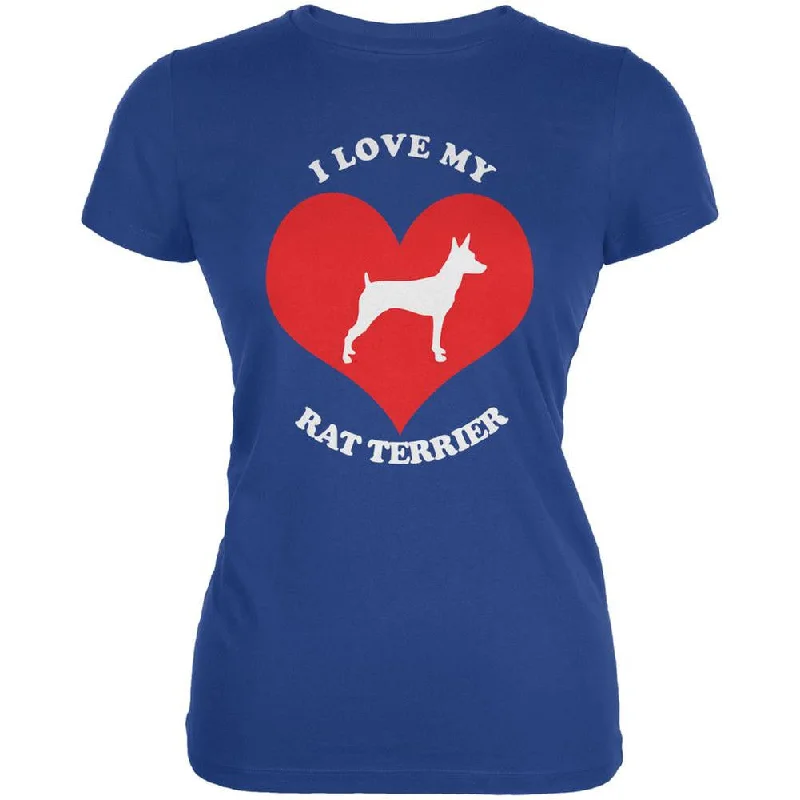 Hip-Hop T-ShirtsValentines I Love My Rat Terrier Royal Juniors Soft T-Shirt