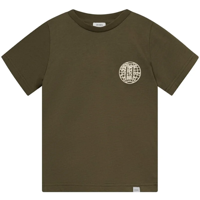 Fitted T-ShirtsLes Deux Kids Olive Night/Ivory Globe T-Shirt