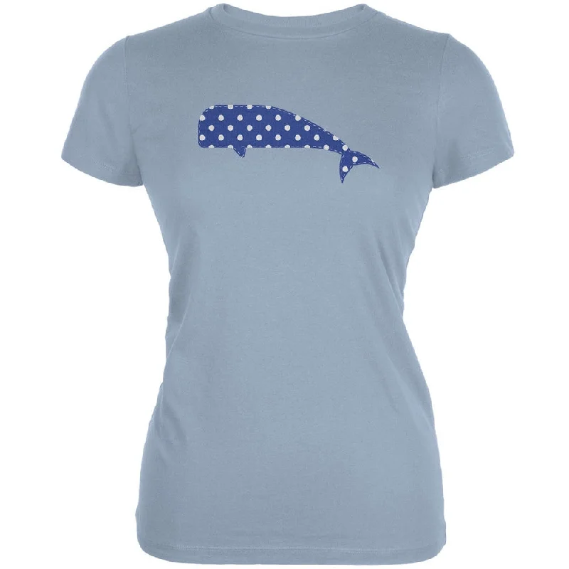 Striped T-ShirtsSummer - Whale Faux Stitched Light Blue Juniors Soft T-Shirt