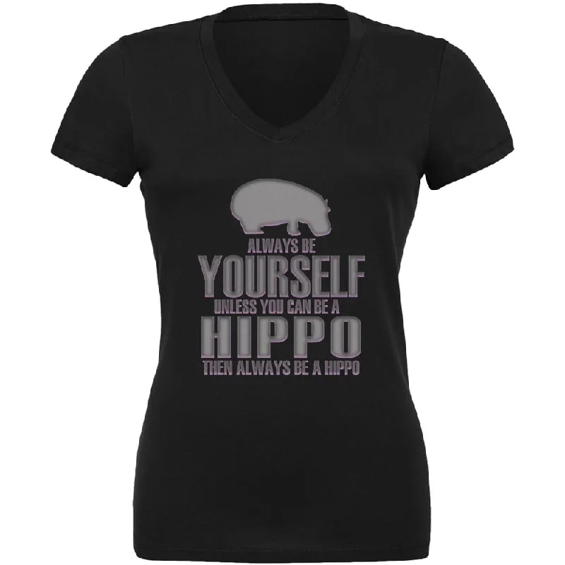 Waterproof T-ShirtsAlways Be Yourself Hippo Juniors V-Neck T Shirt