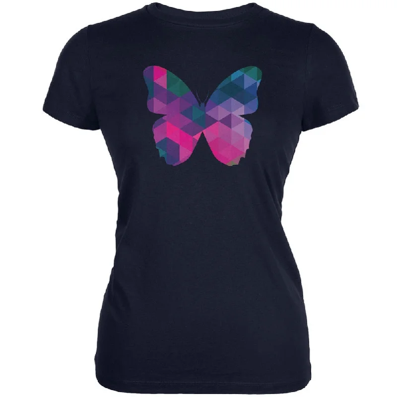 Hemp T-ShirtsButterfly Geometric Navy Juniors Soft T-Shirt