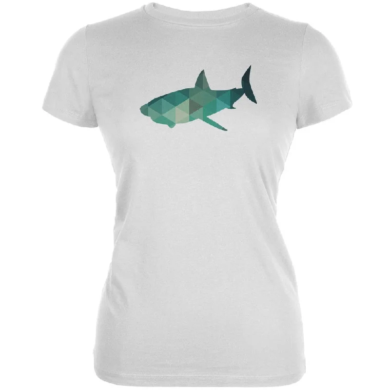 Distressed T-ShirtsShark Geometric White Juniors Soft T-Shirt