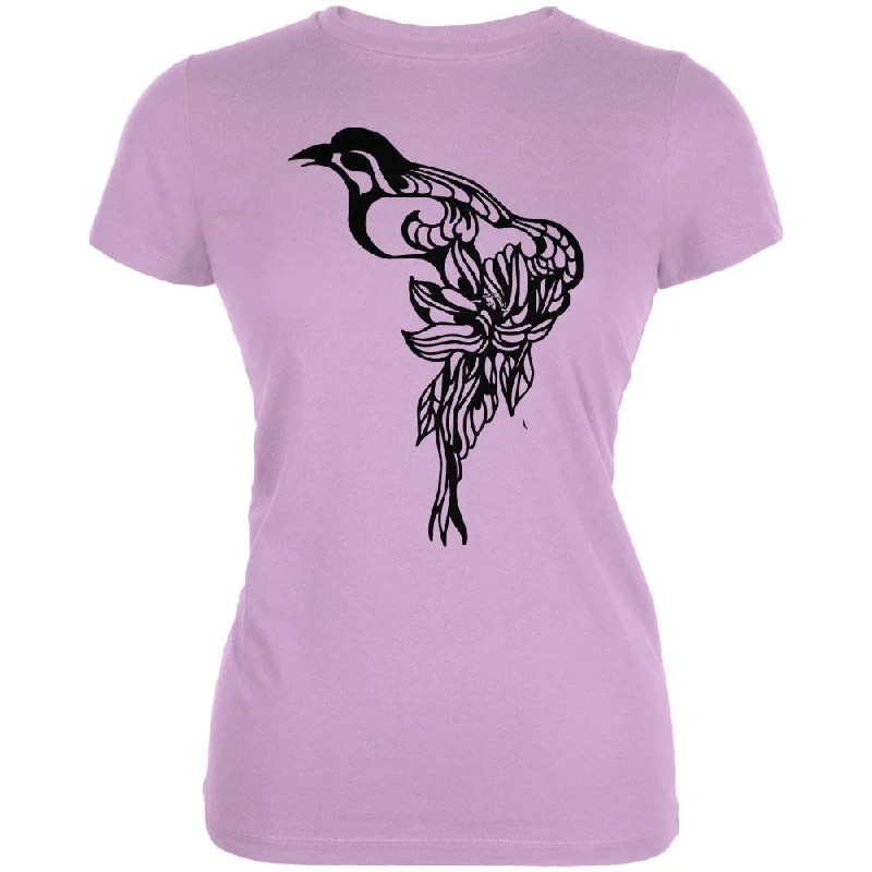 Tasseled T-ShirtsSpring Bird Pretty Line Art Juniors Soft T Shirt