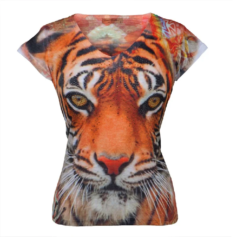 Logo T-ShirtsBengal Tiger Portrait Juniors V-Neck T-Shirt