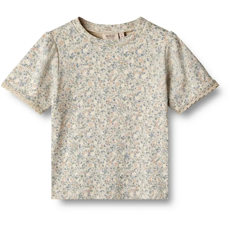 Hiking T-ShirtsWheat Sandshell Mini Flowers T-shirt Iris