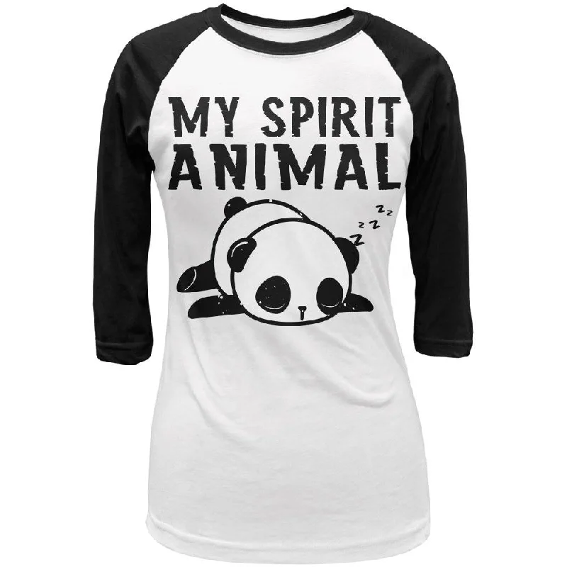 Metallic T-ShirtsMy Spirit Animal Tired Panda Cute Juniors 3/4 Sleeve Raglan T Shirt