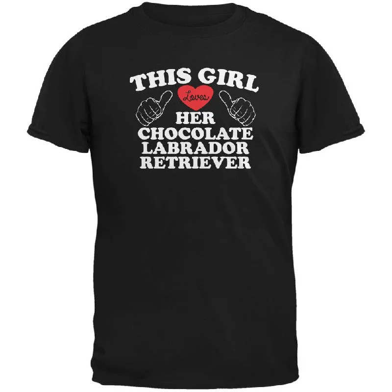 Fringed T-ShirtsValentines This Girl Loves Her Chocolate Lab Black Adult T-Shirt