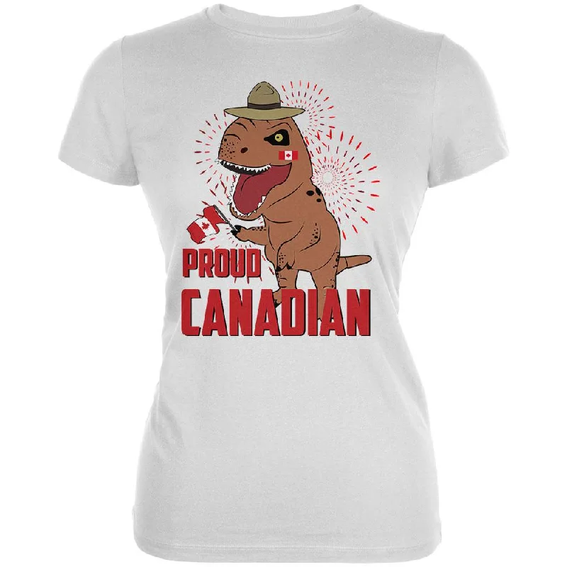 Asymmetrical T-ShirtsCanada Day Proud Canadian T-Rex Juniors Soft T Shirt