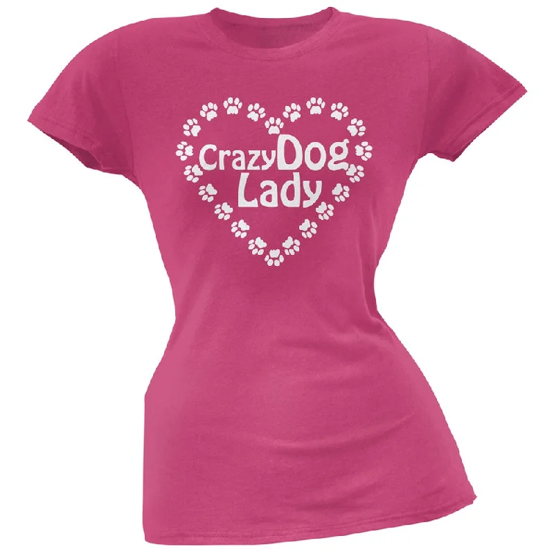 Sheer T-ShirtsCrazy Dog Lady Paw Heart Pink Soft Juniors T-Shirt