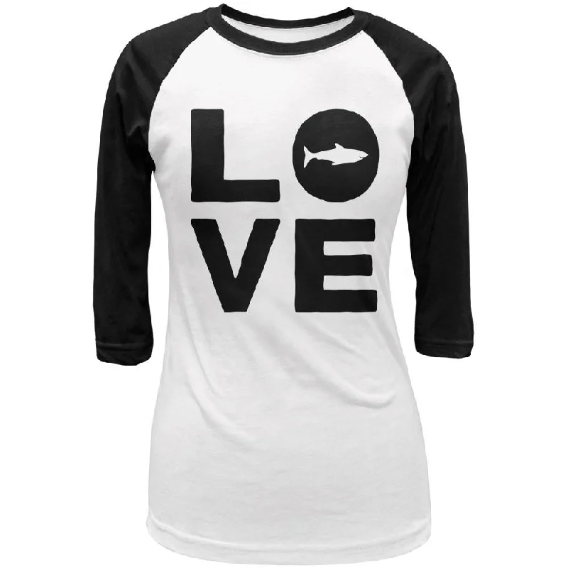 Streetwear T-ShirtsShark Love Juniors 3/4 Sleeve Raglan T Shirt