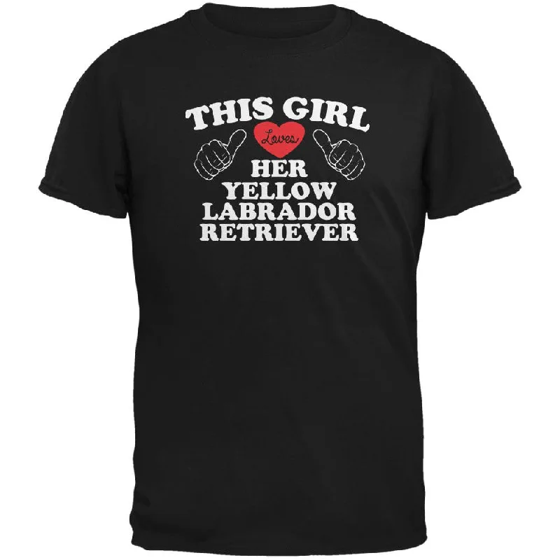 Distressed T-ShirtsValentines This Girl Loves Her Yellow Lab Black Adult T-Shirt