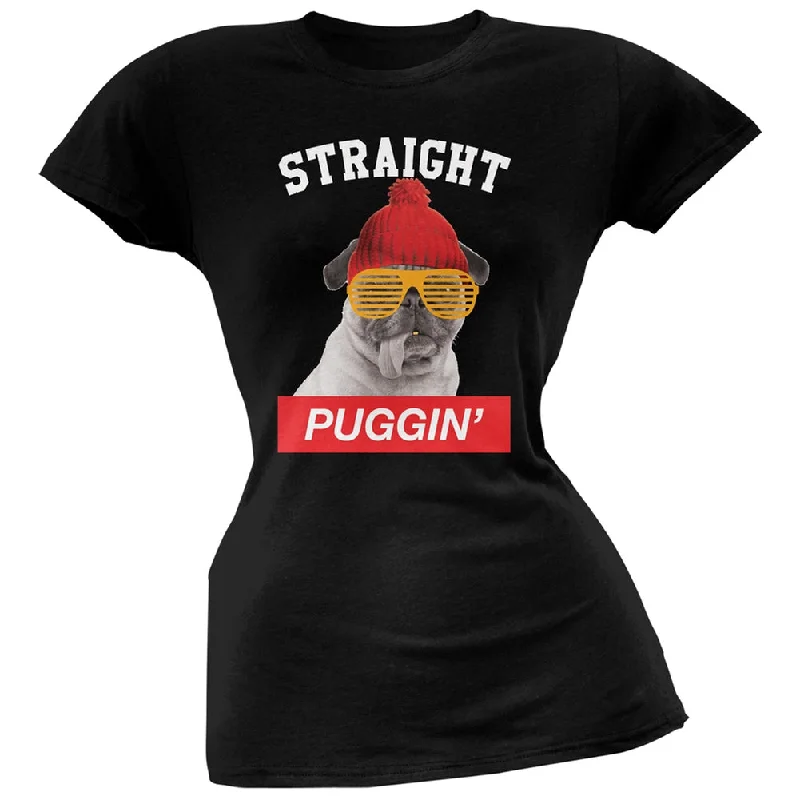 Cycling T-ShirtsStraight Puggin' Black Soft Juniors T-Shirt