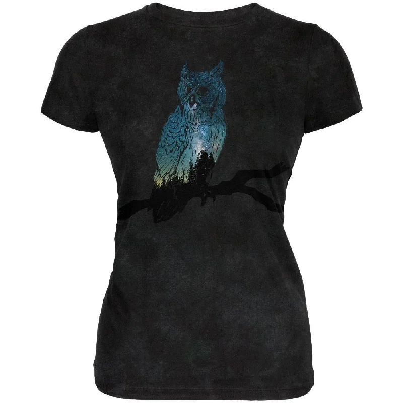 Scoop Neck T-ShirtsOwl Starry Night Sky Juniors Soft T Shirt