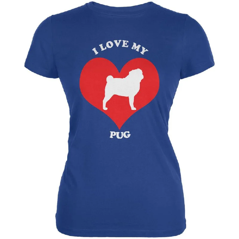 Designer T-ShirtsValentines I Love My Pug Royal Juniors Soft T-Shirt