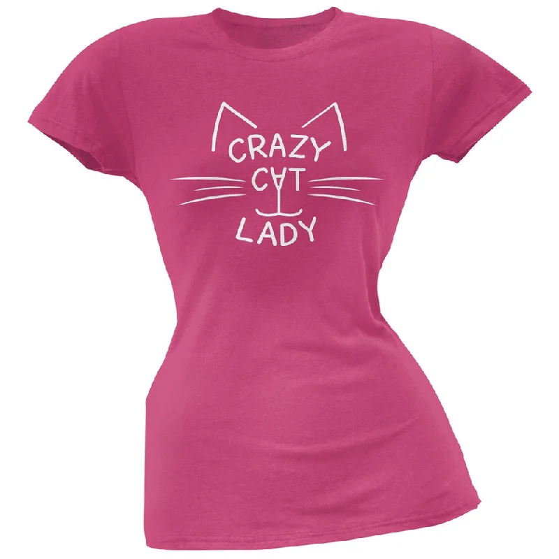 Hooded T-ShirtsCrazy Cat Lady Juniors Pink T-Shirt