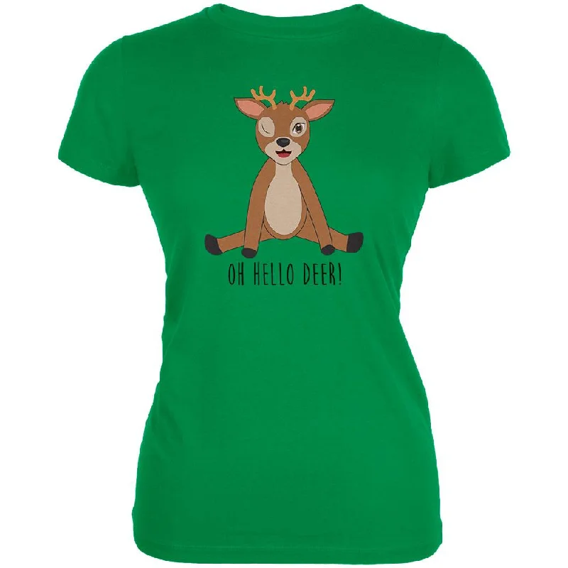 Slim Fit T-ShirtsOh Hello Deer Funny Pun Juniors Soft T Shirt