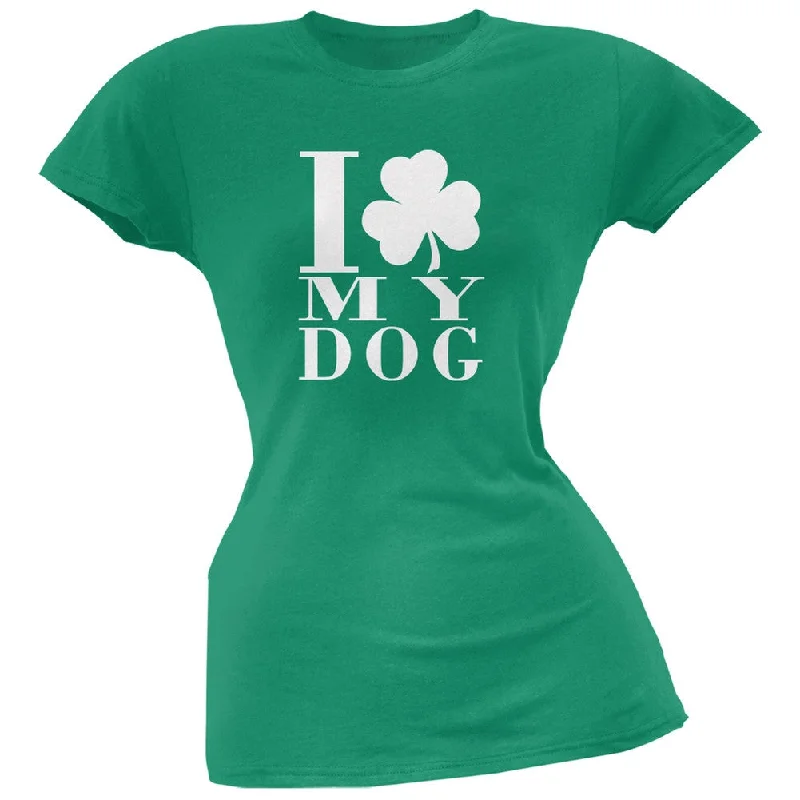 Formal T-ShirtsSt Patricks Day Shamrock Love My Dog Kelly Green Juniors Soft T-Shirt