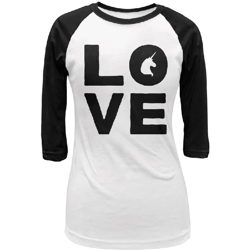 UV-Protection T-ShirtsUnicorn Love Juniors 3/4 Sleeve Raglan T Shirt