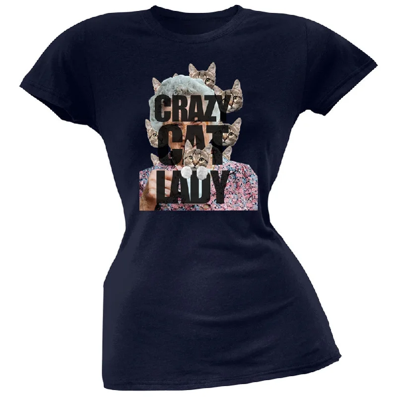 Ruffled T-ShirtsCrazy Cat Lady Navy Juniors T-Shirt