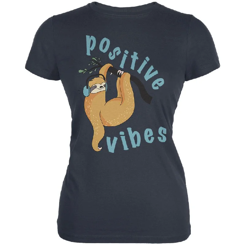 Relaxed Fit T-ShirtsSloth Positive Good Vibes Juniors Soft T Shirt