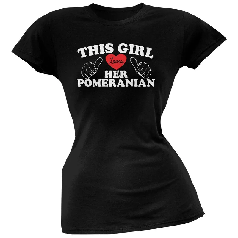 Mesh T-ShirtsThis Girl Loves Her Pomeranian Black Soft Juniors T-Shirt