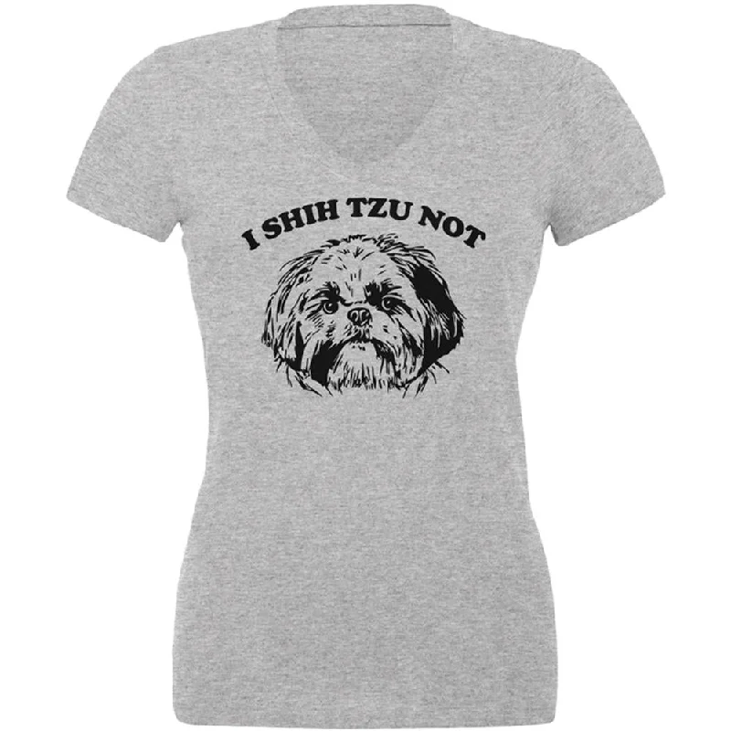 French Terry T-ShirtsI Shih Tzu Not Juniors V-Neck T Shirt