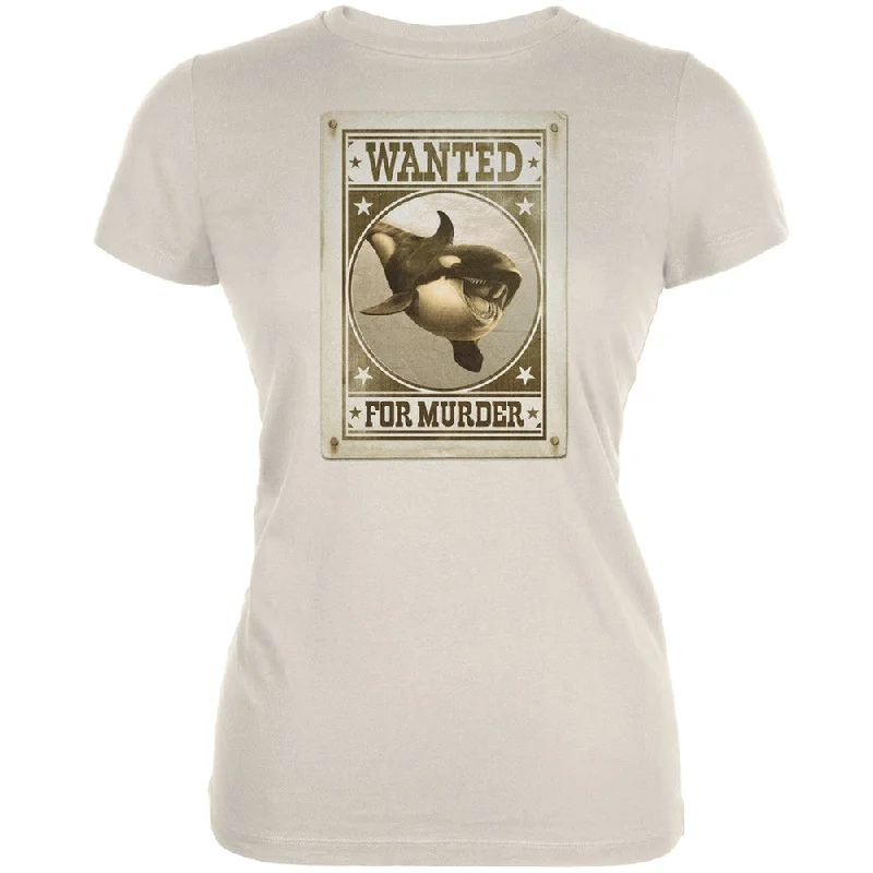 Oversized T-ShirtsOrca Killer Whale Wanted For Murder Cream Juniors Soft T-Shirt