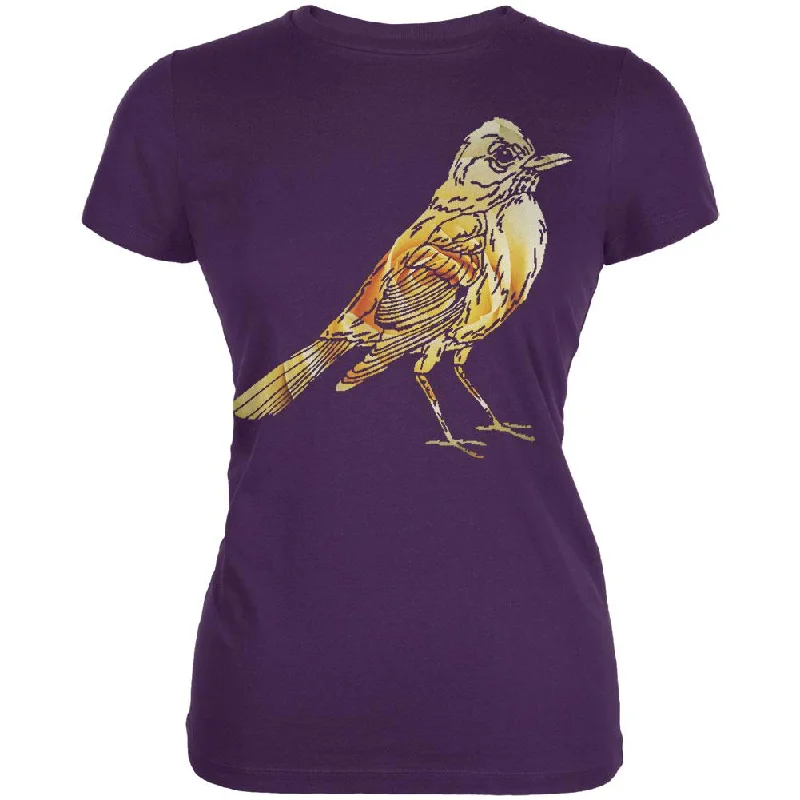 V-Neck T-ShirtsEaster Spring Flowers Robin Bird Juniors Soft T Shirt