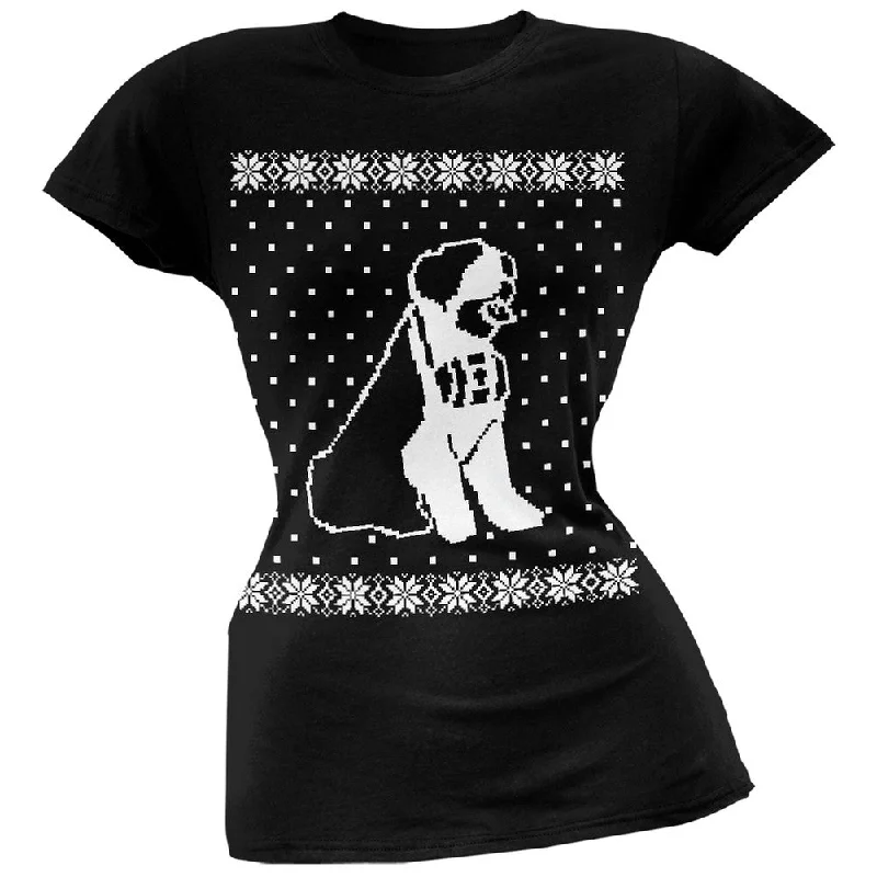 Fitted T-ShirtsBig Saint Bernard Ugly Christmas Sweater Black Soft Juniors T-Shirt