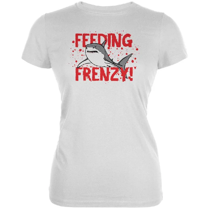 Crewneck T-ShirtsShark Bloody Feeding Frenzy Juniors Soft T Shirt