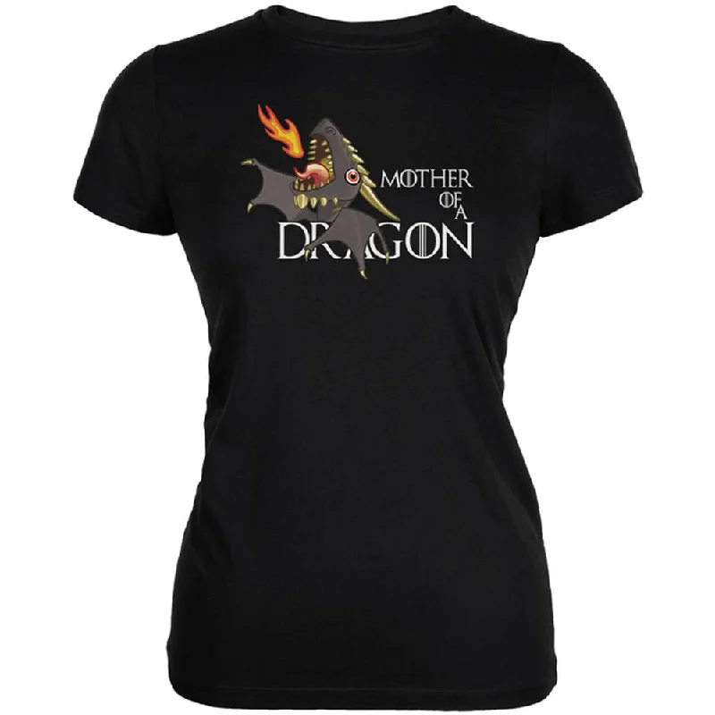 Camping T-ShirtsMother of a Dragon Cute Black Fire Juniors Soft T Shirt