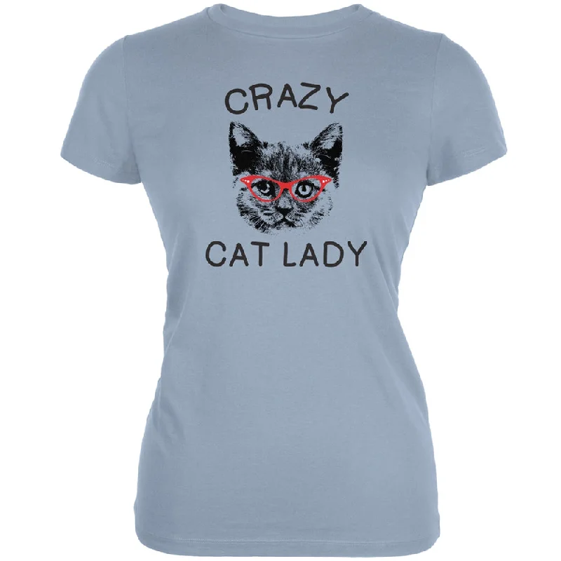 Hip-Hop T-ShirtsCrazy Cat Lady With Glasses Blue Soft Juniors T-Shirt