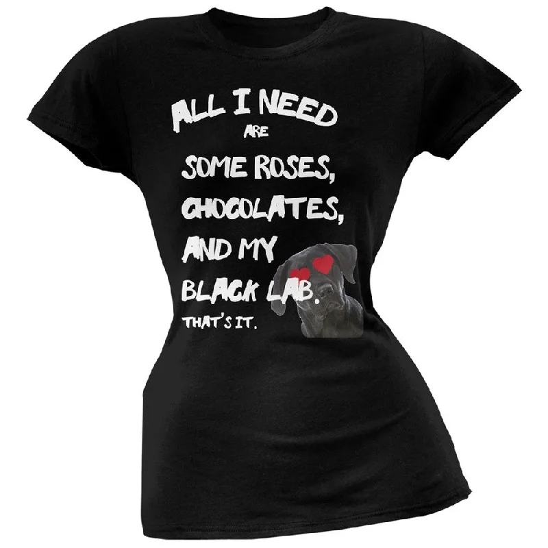 Camping T-ShirtsValentine's Day - All I Need is My Black Lab Black Soft Juniors T-Shirt