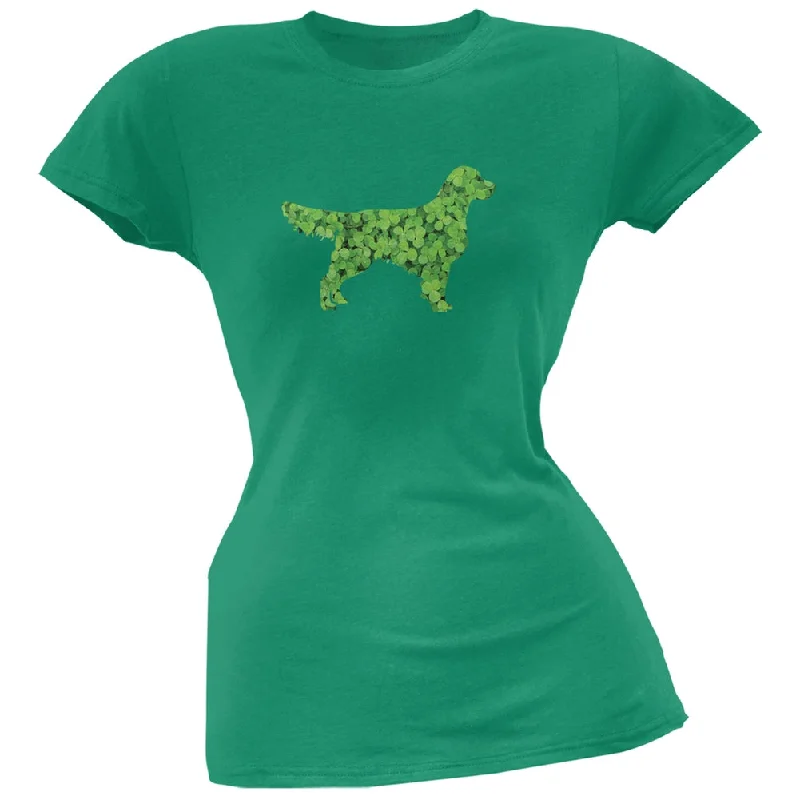 High-Fashion T-ShirtsSt. Patricks Day - Golden Retrievers Shamrock Kelly Green Soft Juniors T-Shirt