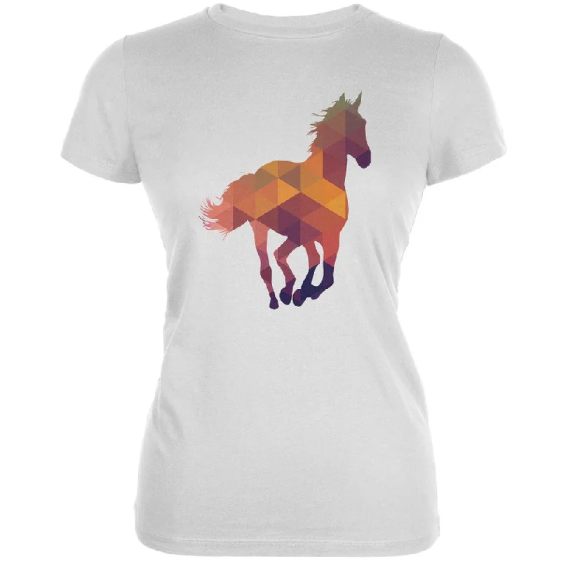 Recycled Fabric T-ShirtsHorse Geometric White Juniors Soft T-Shirt