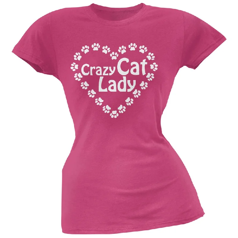 Layered T-ShirtsCrazy Cat Lady Paw Heart Pink Soft Juniors T-Shirt