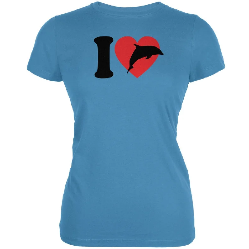 Colorblock T-ShirtsI Heart Love Dolphins Aqua Juniors Soft T-Shirt