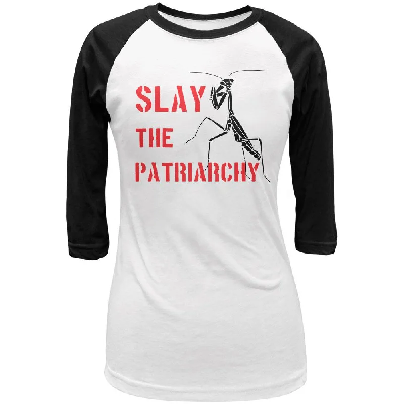 Oversized T-ShirtsPraying Mantis Slay the Patriarchy Juniors 3/4 Sleeve Raglan T Shirt