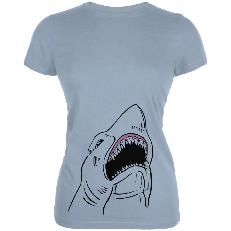 Scoop Neck T-ShirtsPeeking Shark Juniors Soft T Shirt