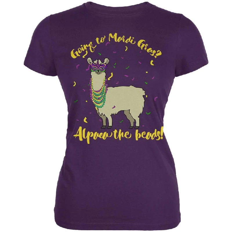 Outdoor T-ShirtsMardi Gras Alpaca Funny Pun Juniors Soft T Shirt