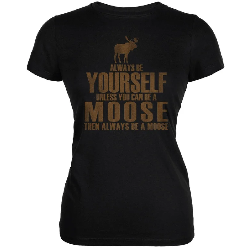 Studded T-ShirtsAlways Be Yourself Moose Black Juniors Soft T-Shirt